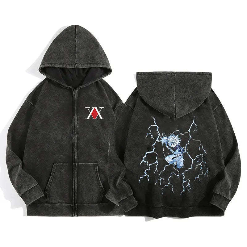 Áo Hoodie Khóa Kéo In Wash Nước