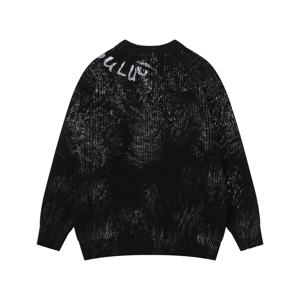 Áo Sweater Len Graffiti Inkjet Dáng Base