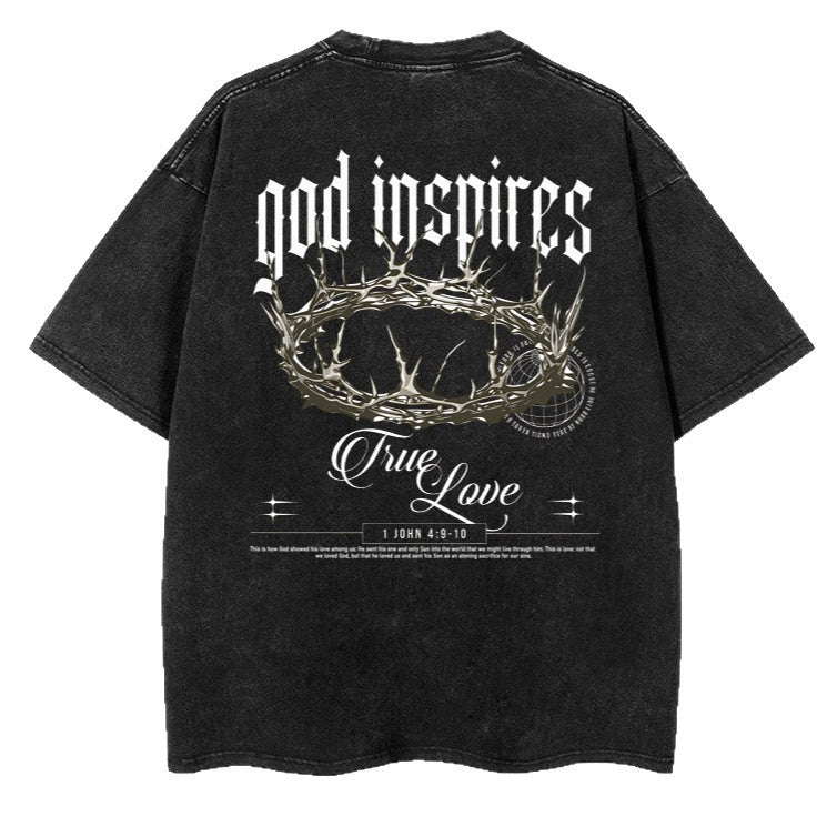 Áo Thun Oversized Vintage Wash In Chữ Unisex