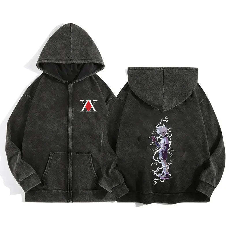 Áo Hoodie Khóa Kéo In Wash Nước