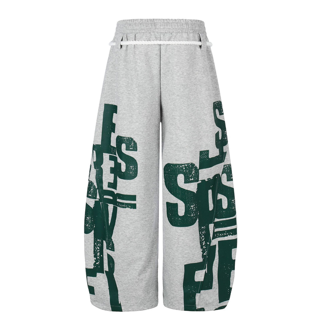 Quần Sweatpants In Họa Tiết Ống Rộng Oversized