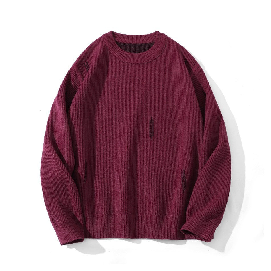 Áo Sweater Len Thêu Cổ Tròn Nam