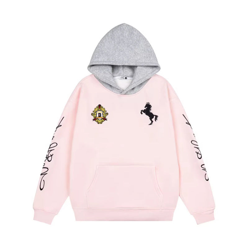 Áo Hoodie Fleece Thêu Chữ Lụng Pullover