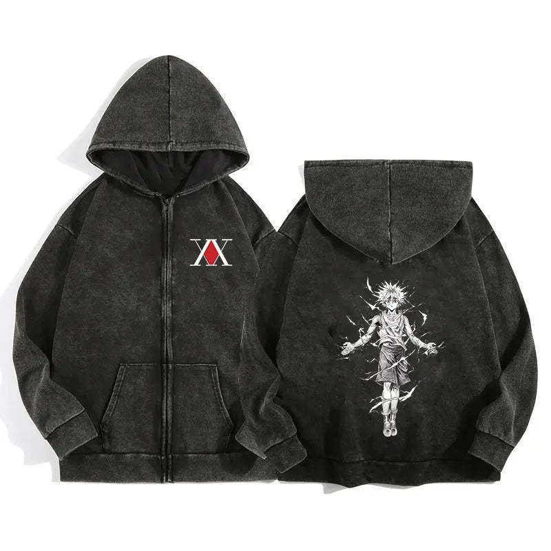 Áo Hoodie Khóa Kéo In Wash Nước