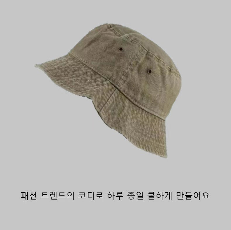 Nón Bucket Retro Màu Trơn Phong Cách Cowboy