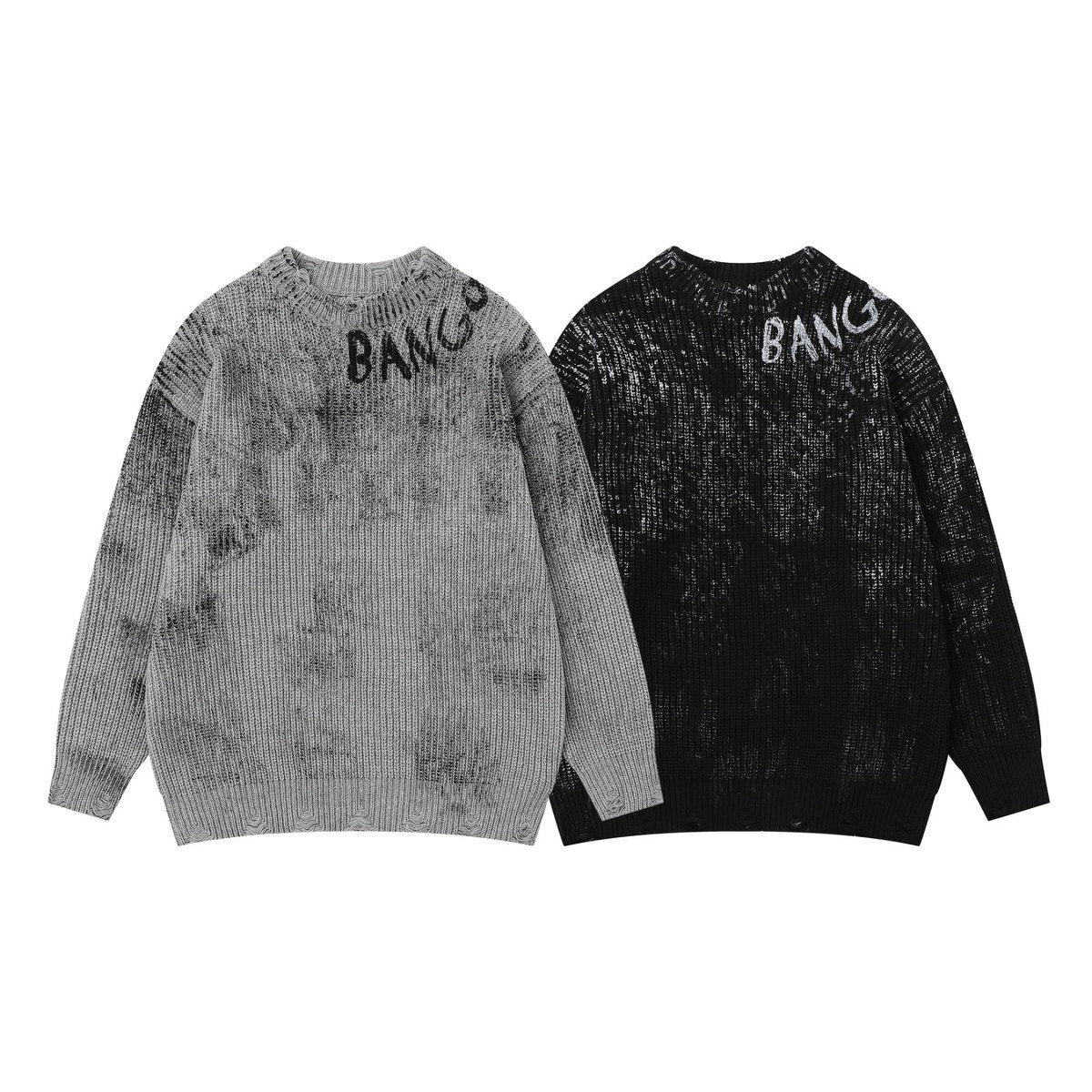 Áo Sweater Len Graffiti Inkjet Dáng Base