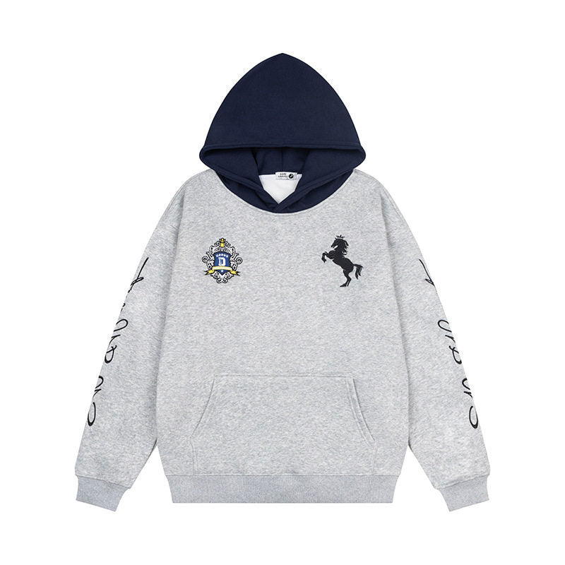 Áo Hoodie Fleece Thêu Chữ Lụng Pullover
