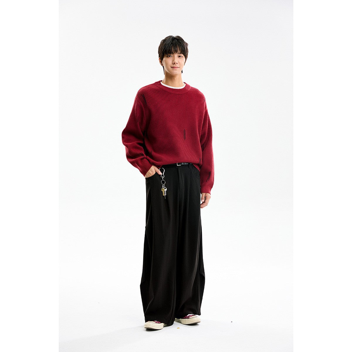 Áo Sweater Len Thêu Cổ Tròn Nam