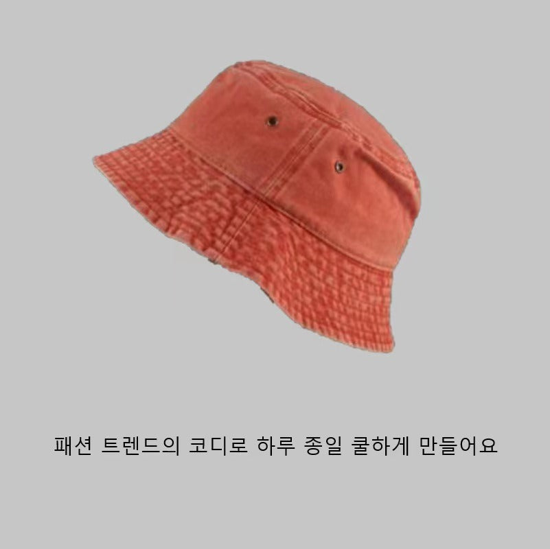 Nón Bucket Retro Màu Trơn Phong Cách Cowboy