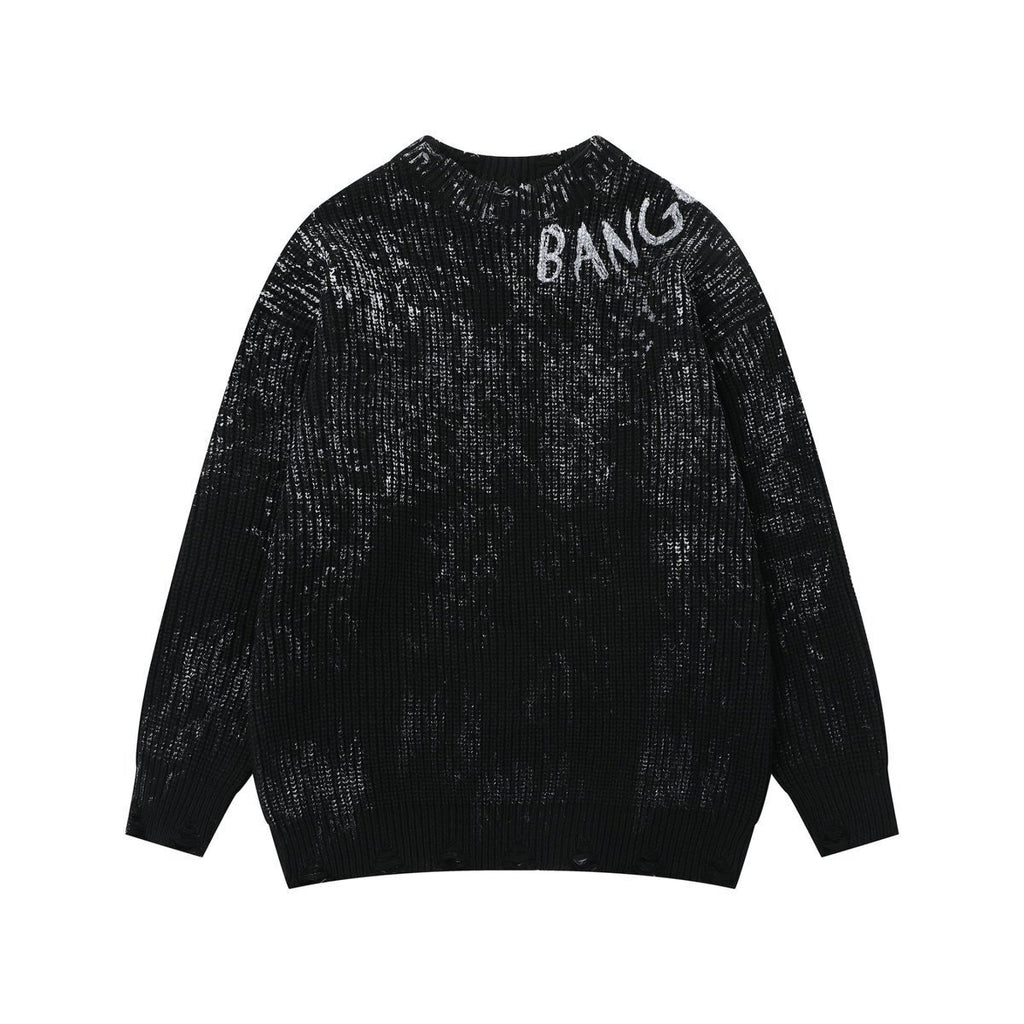Áo Sweater Len Graffiti Inkjet Dáng Base
