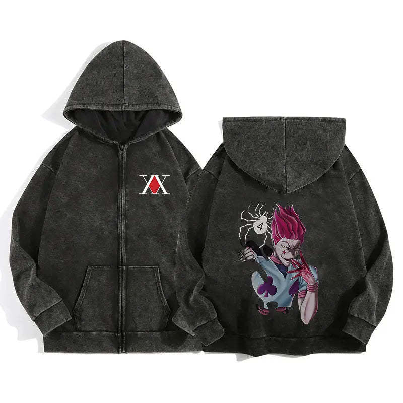 Áo Hoodie Khóa Kéo In Wash Nước