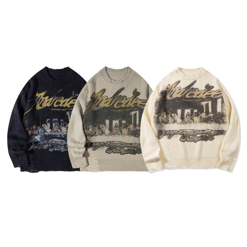 Áo Sweater Jacquard Graffiti Nam Độc Đáo