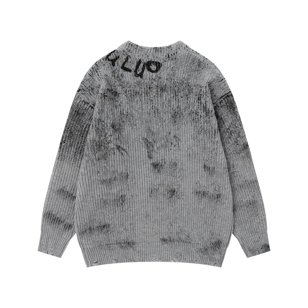 Áo Sweater Len Graffiti Inkjet Dáng Base