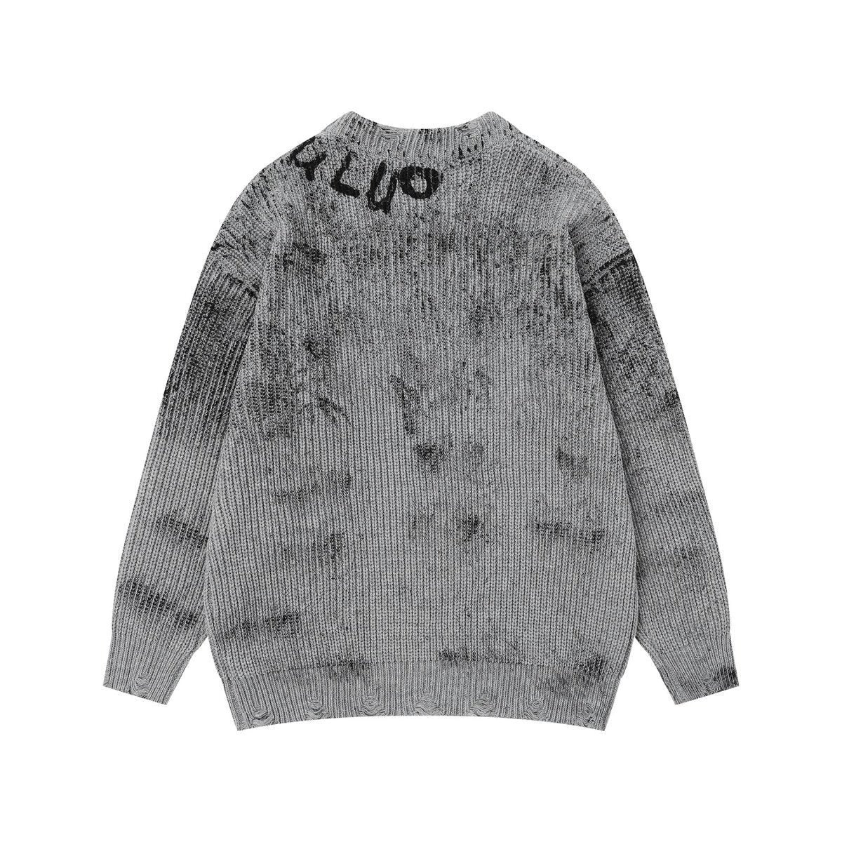 Áo Sweater Len Graffiti Inkjet Dáng Base