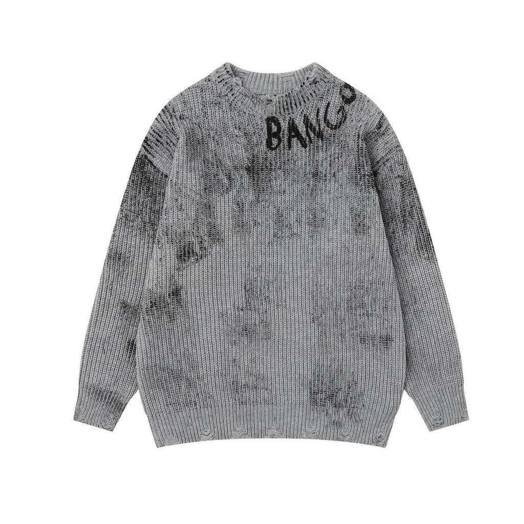 Áo Sweater Len Graffiti Inkjet Dáng Base