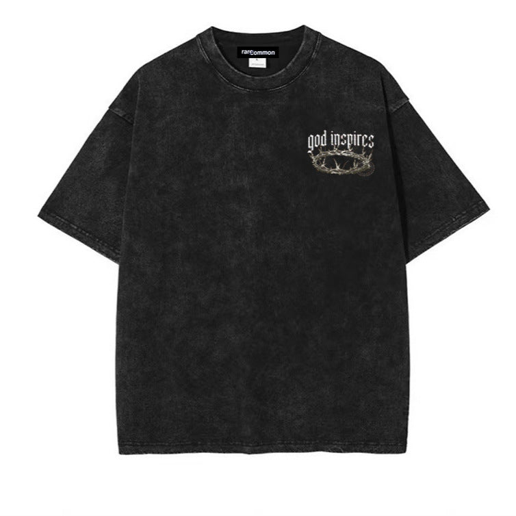 Áo Thun Oversized Vintage Wash In Chữ Unisex
