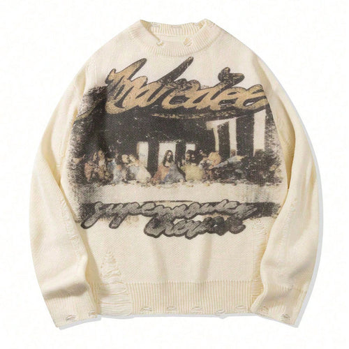 Áo Sweater Jacquard Graffiti Nam Độc Đáo