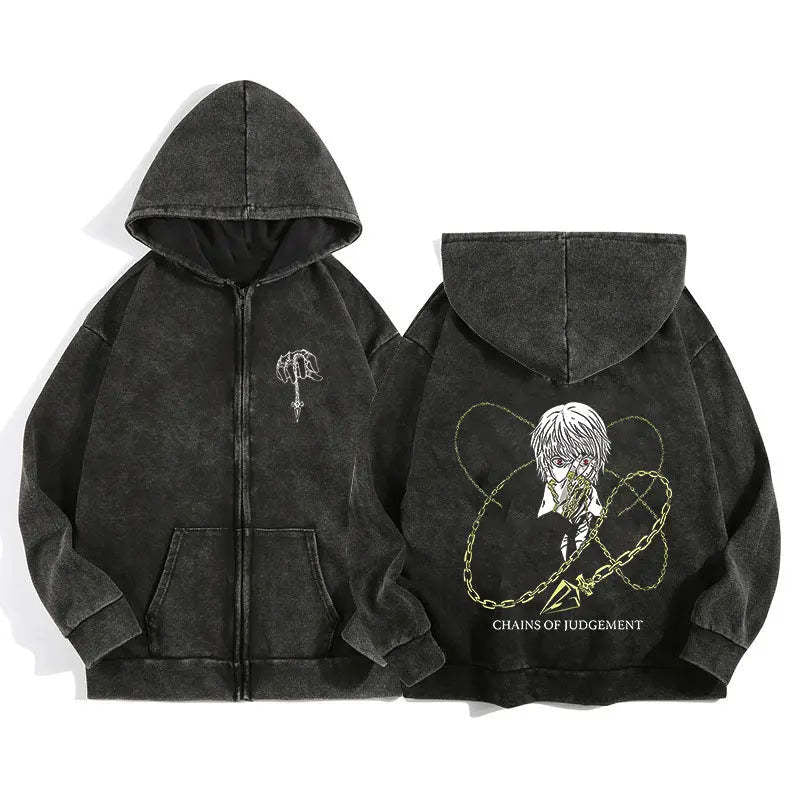 Áo Hoodie Khóa Kéo In Wash Nước
