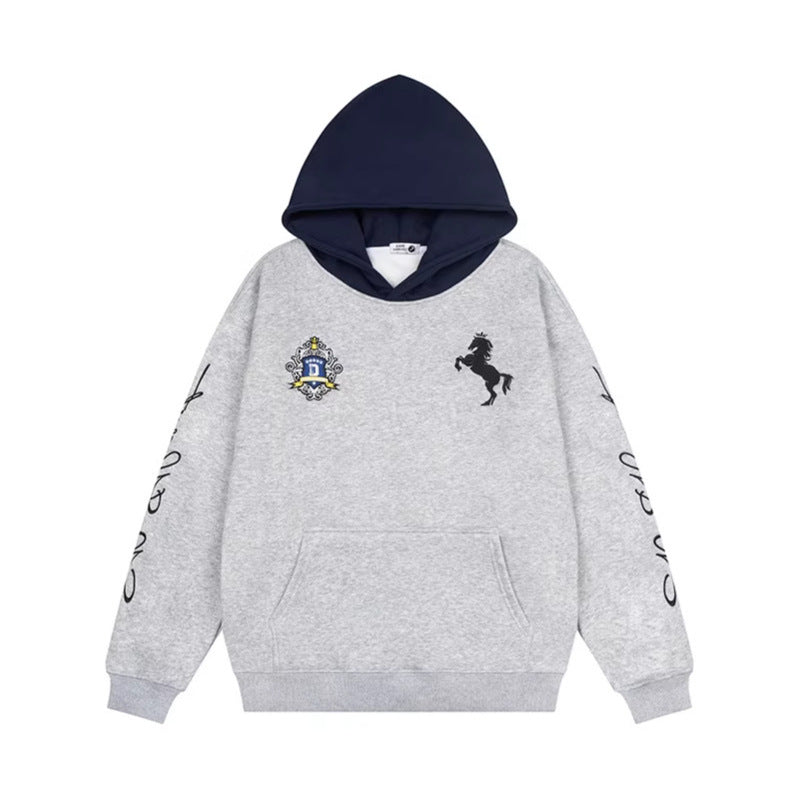 Áo Hoodie Fleece Thêu Chữ Lụng Pullover