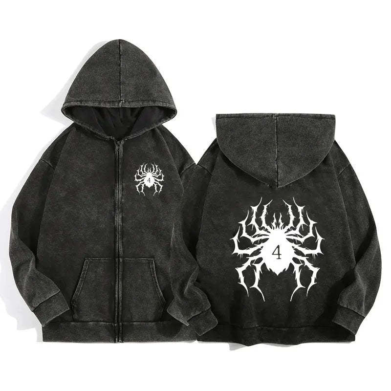 Áo Hoodie Khóa Kéo In Wash Nước