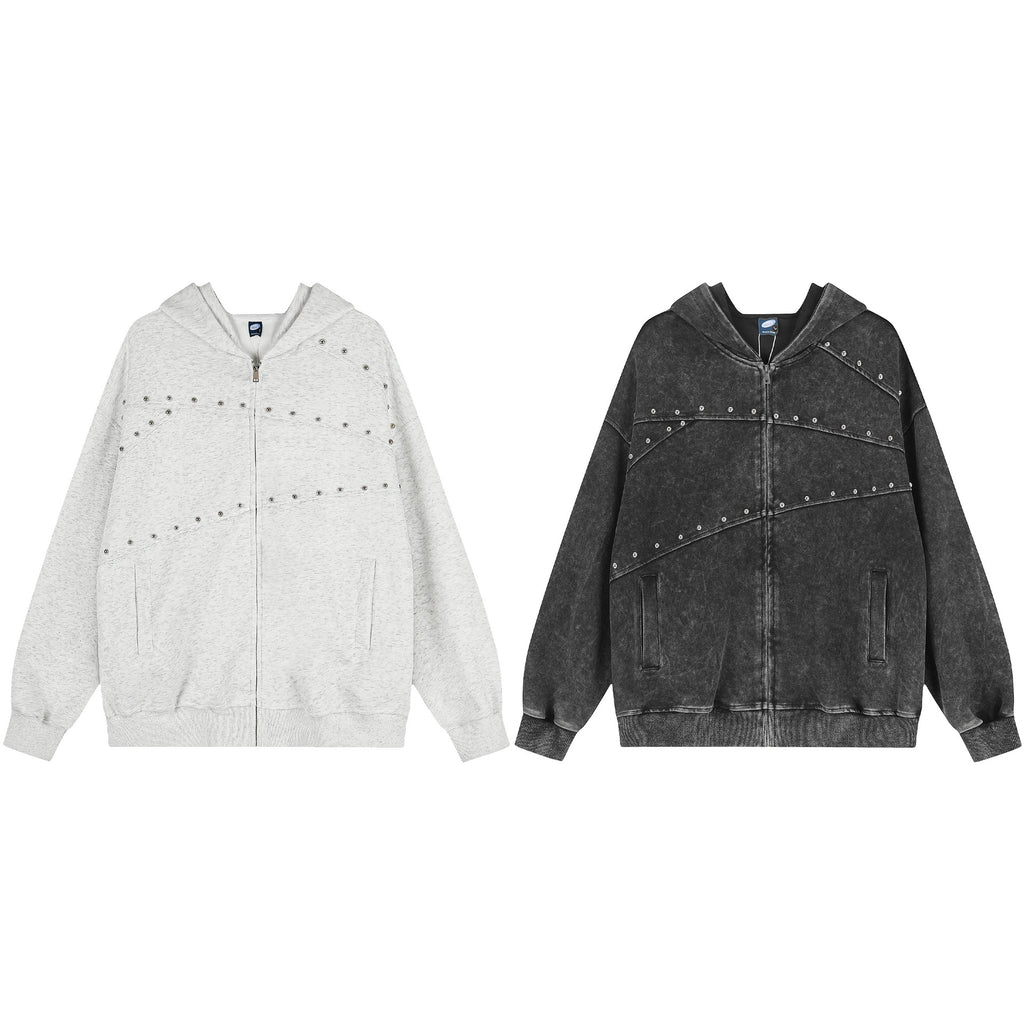 Áo Hoodie Đường Chỉ Đinh Tán Độc Đáo
