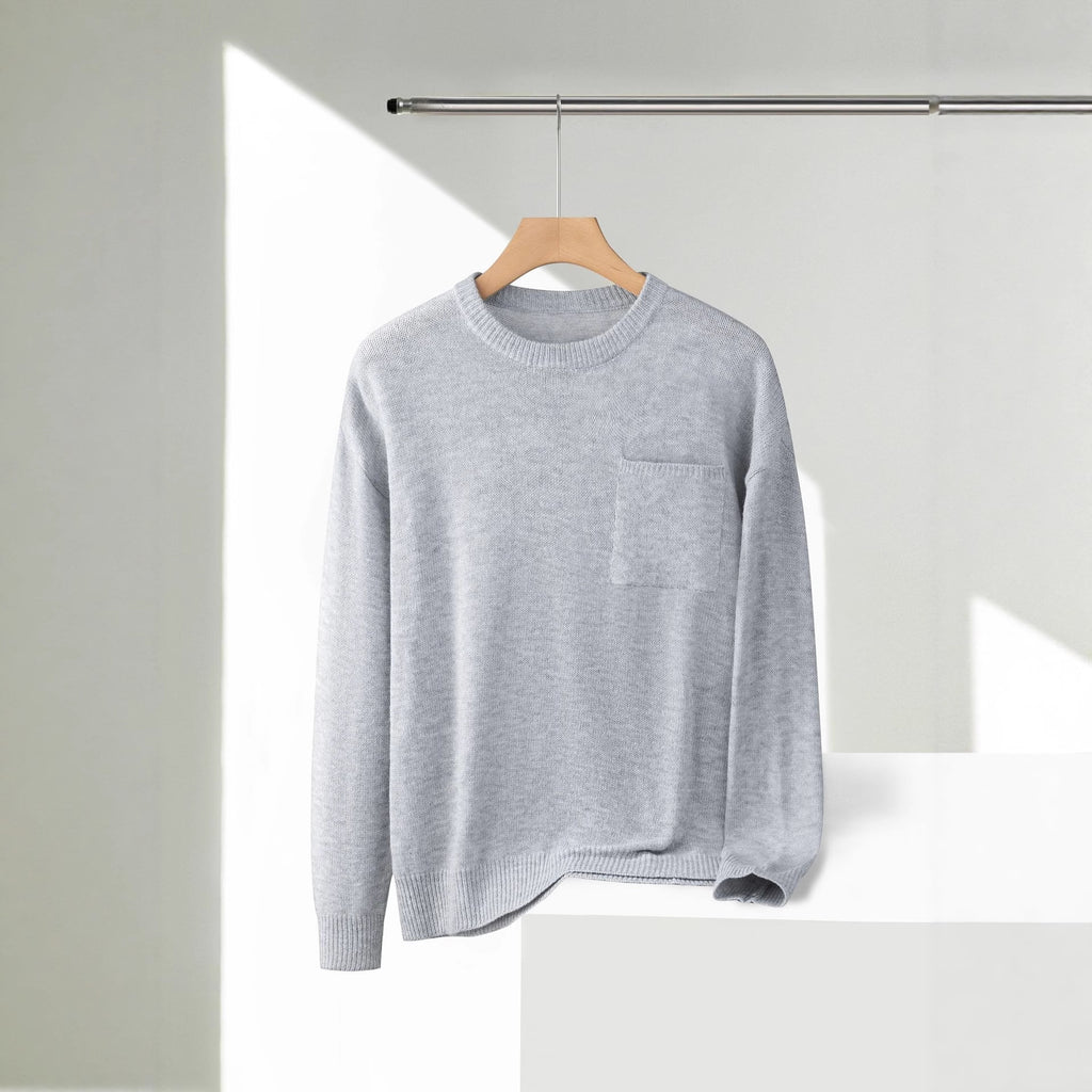 Áo Sweater Len Cổ Tròn Có Túi Tiện Dụng