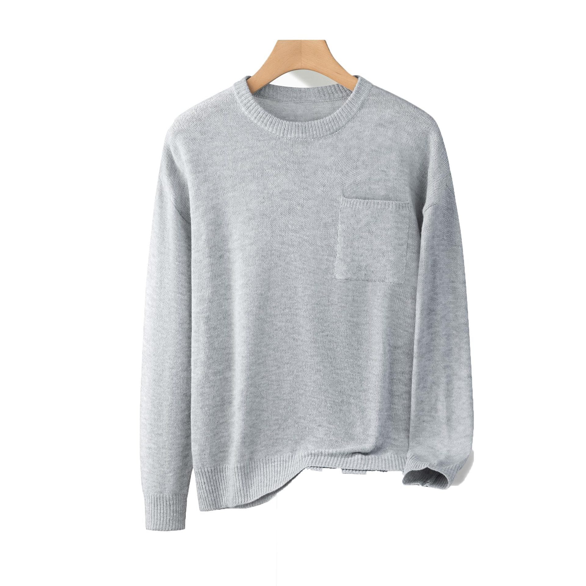 Áo Sweater Len Cổ Tròn Có Túi Tiện Dụng